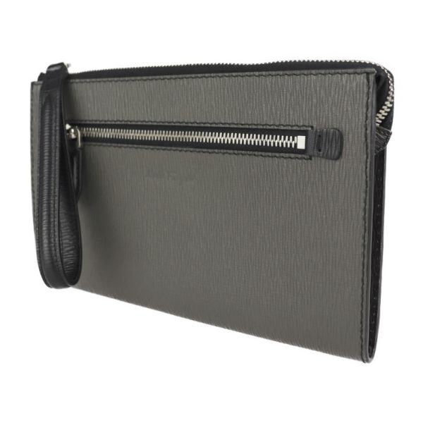 2216013008090 2 Salvatore Ferragamo Leather Clutch Bag Gray