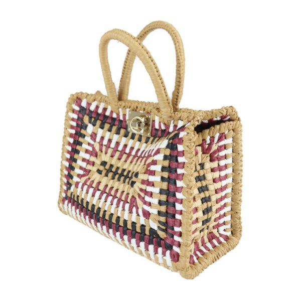 2217033007065 2 Salvatore Ferragamo Gancini Raffia Handbag Brown Multicolor