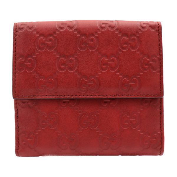 2217043008088 3 GUCCI Guccissima Bi Fold Wallet Leather Red Gold Hardware