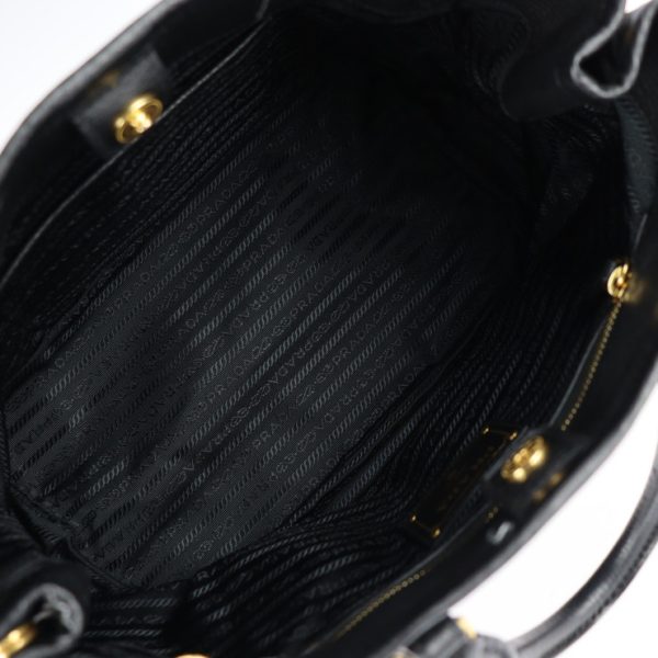 2217103007128 10 Prada Nylon Leather Handbag Black