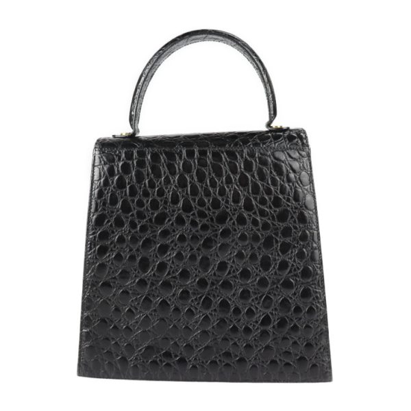 2217103007132 3 Salvatore Ferragamo Gancini Croco Embossed Leather Handbag Black