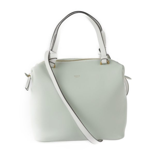 2217113007115 1 Celine Small Soft Cube Calf Leather Handbag Pastel Green