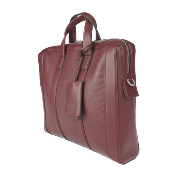 2217113007119 2 Bottega Veneta Marco Polo Leather Briefcase Bordeaux