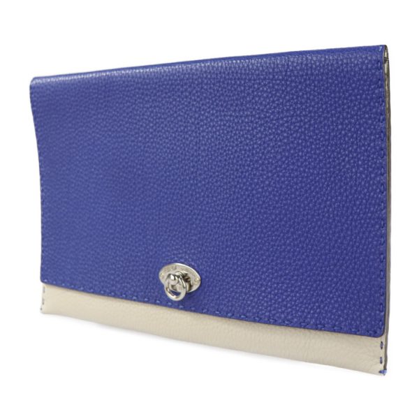 2218033001079 2 Fendi Selleria Clutch Bag Leather Blue White