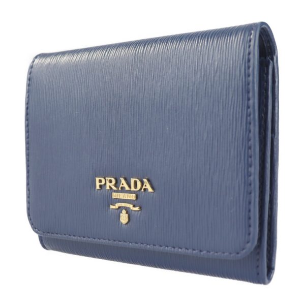 2218043007096 2 Prada VITELLO MOVE Leather Compact Wallet Blue