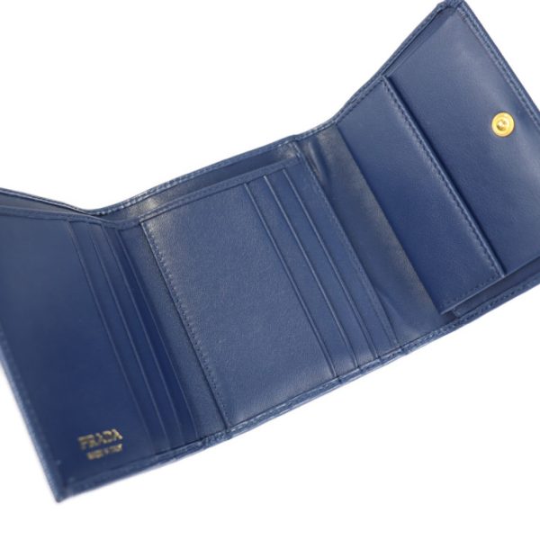 2218043007096 6 Prada VITELLO MOVE Leather Compact Wallet Blue