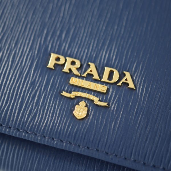 2218043007096 8 Prada VITELLO MOVE Leather Compact Wallet Blue