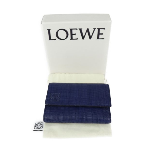 2219093007126 10 Loewe Small Vertical Calf Leather Trifold Wallet Blue