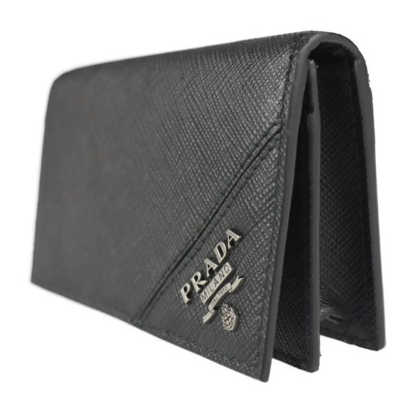 2219093007127 2 Prada Saffiano Metal Leather Card Case Black