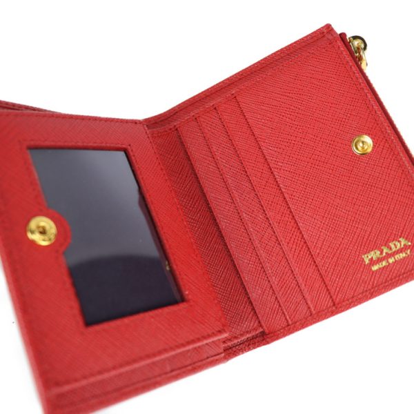 2219093007128 6 Prada Saffiano Leather Bifold Wallet Red