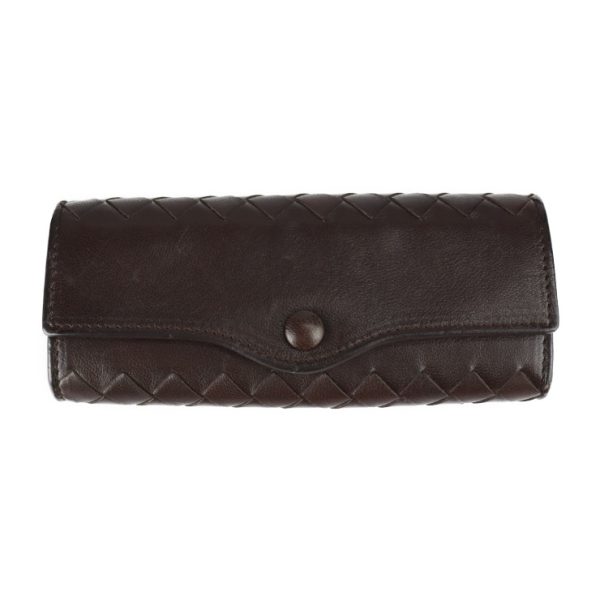 2219093007131 1 Bottega Veneta Intrecciato Leather Key Case Dark Brown