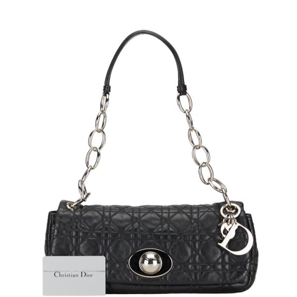 222 51143 1 Dior Cannage Chain Leather Shoulder Bag Black