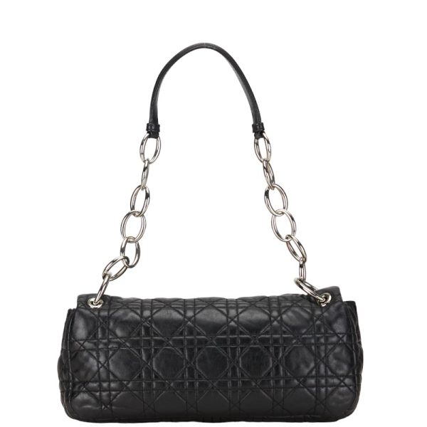 222 51143 4 Dior Cannage Chain Leather Shoulder Bag Black