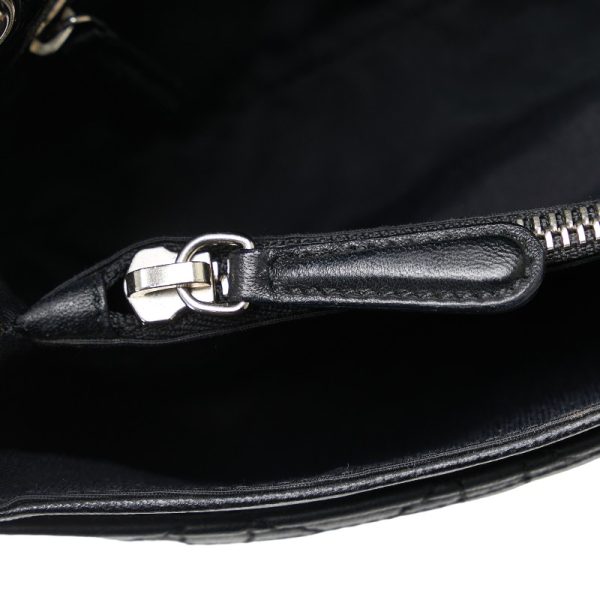 222 51143 6 Dior Cannage Chain Leather Shoulder Bag Black