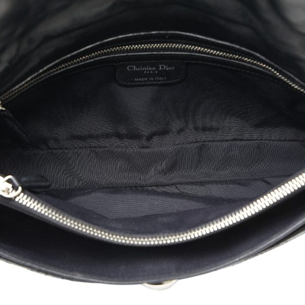 222 51143 7 Dior Cannage Chain Leather Shoulder Bag Black