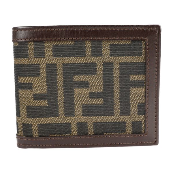 2220053001087 1 Fendi Zucca Canvas Leather Wallet Brown Black