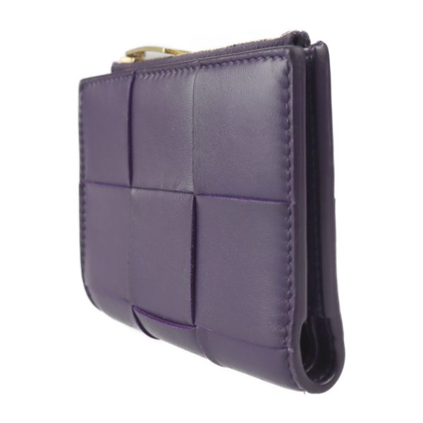 2221113008140 2 Bottega Veneta Maxi Intrecciato Leather Mini Wallet Violet