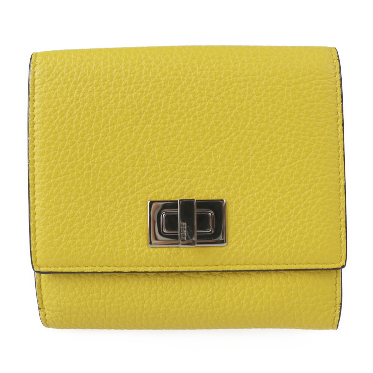 Fendi Peekaboo Bifold Wallet Leather Yellow