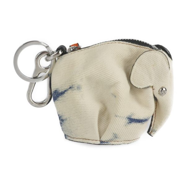 2222053008095 3 Loewe Elephant Denim Leather Coin Purse Ivory Blue