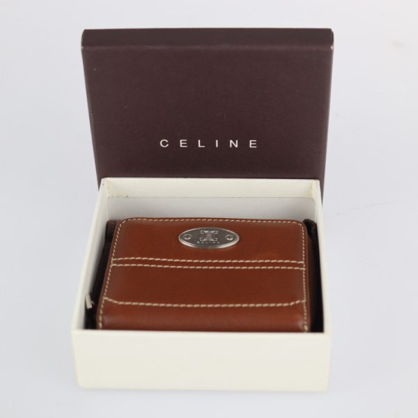 2222083007153 9 Celine Bifold Wallet Leather Brown Silver