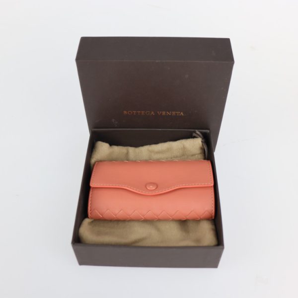 2222083007155 10 Bottega Veneta Intrecciato Leather Key Case Coral Pink