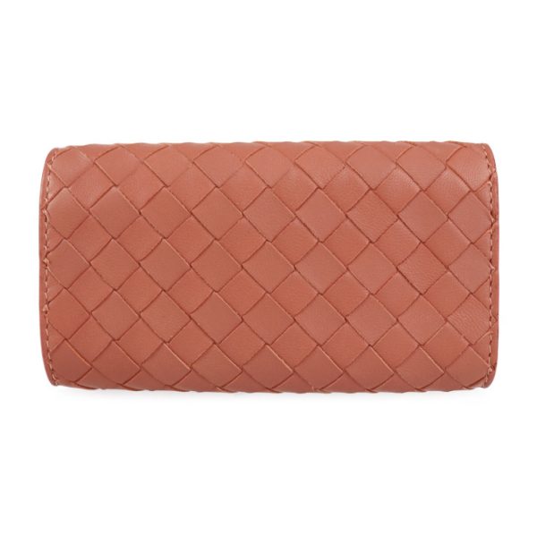 2222083007155 3 Bottega Veneta Intrecciato Leather Key Case Coral Pink