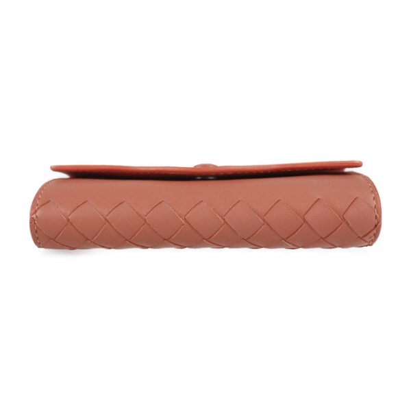 2222083007155 4 Bottega Veneta Intrecciato Leather Key Case Coral Pink