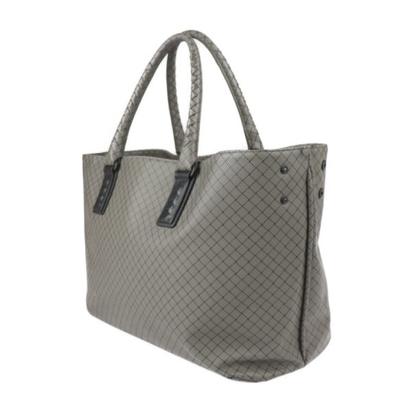 2222123007205 2 Bottega Veneta Marco Polo Intreccio Jet Tote Bag PVC Leather Gray