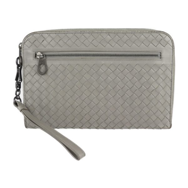 2223023007206 1 Bottega Veneta Document Leather Clutch Case Gray