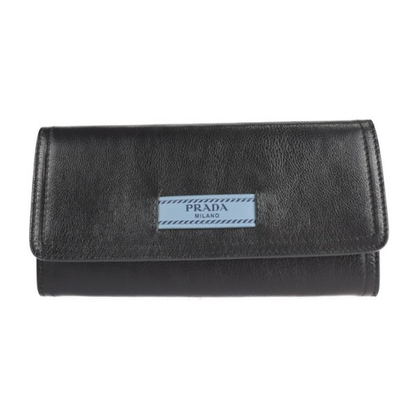 2223063007120 1 Prada GLACE CALF Leather Flap Wallet Black