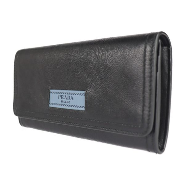 2223063007120 2 Prada GLACE CALF Leather Flap Wallet Black