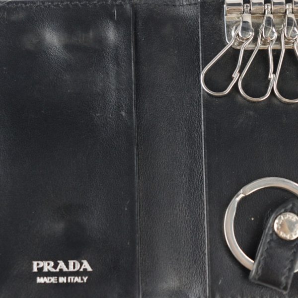 2224091001050 9 Prada Vitello Dyno Leather Key Case Black