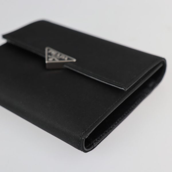 2224103007215 5 Prada Nylon Leather Tri Fold Wallet Black