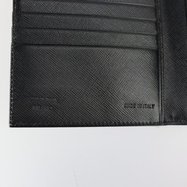 2224103007215 7 Prada Nylon Leather Tri Fold Wallet Black