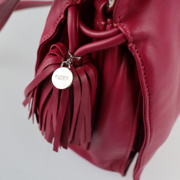 2224103007217 7 Loewe Flamenco Sheepskin Drawstring Bag Wine