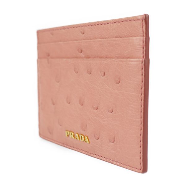 2224103008193 2 Prada Ostrich Card Case Pink Holder