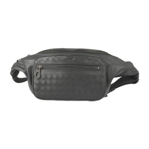 2224113007214 1 Bottega Veneta Intrecciato Leather Waist Bag Gray