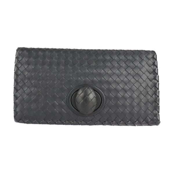 2225053010109 1 Bottega Veneta Intrecciato Leather Clutch Bag Black