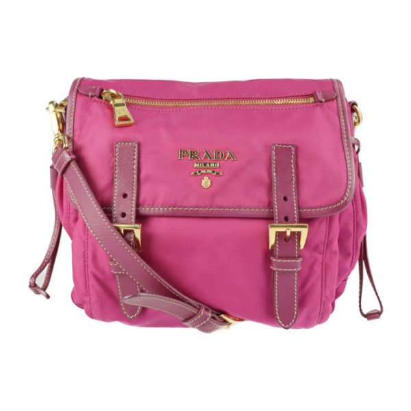 2226093008152 1 Prada Nylon Leather Shoulder Bag Pink