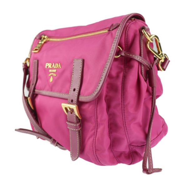 2226093008152 2 Prada Nylon Leather Shoulder Bag Pink