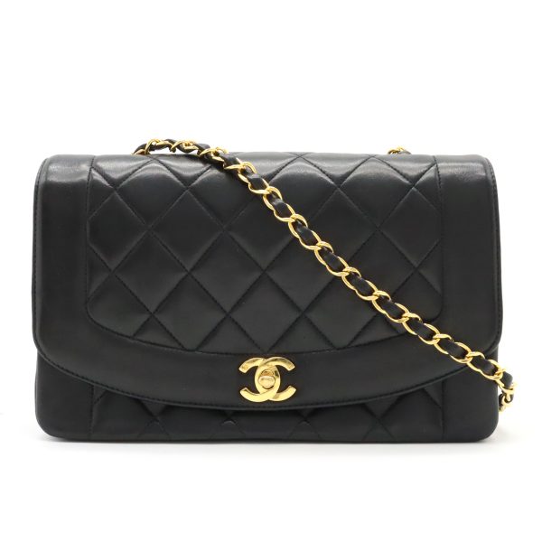 22290367 1 Chanel Diana Matelasse Coco Mark Chain Lambskin Shoulder Bag Black