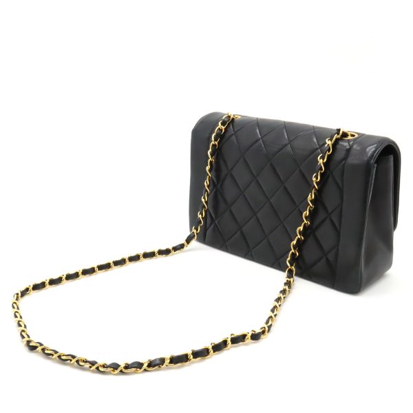 22290367 2 Chanel Diana Matelasse Coco Mark Chain Lambskin Shoulder Bag Black