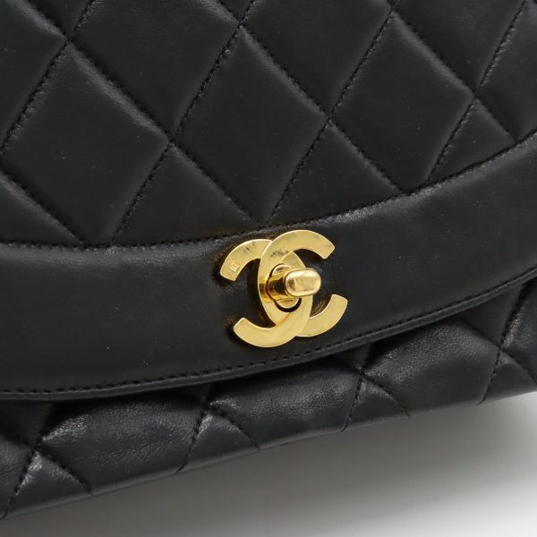 22290367 8 Chanel Diana Matelasse Coco Mark Chain Lambskin Shoulder Bag Black