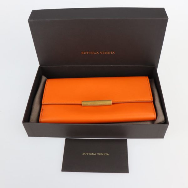 2229083007191 9 Bottega Veneta Continental Calf Leather Wallet Orange