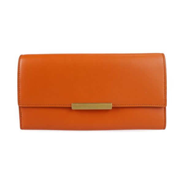 2229083007192 1 Bottega Veneta Continental Calf Leather Wallet Orange