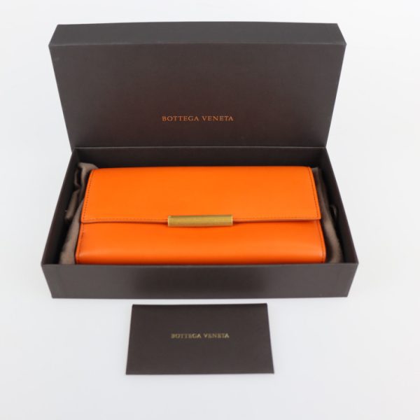 2229083007192 9 Bottega Veneta Continental Calf Leather Wallet Orange