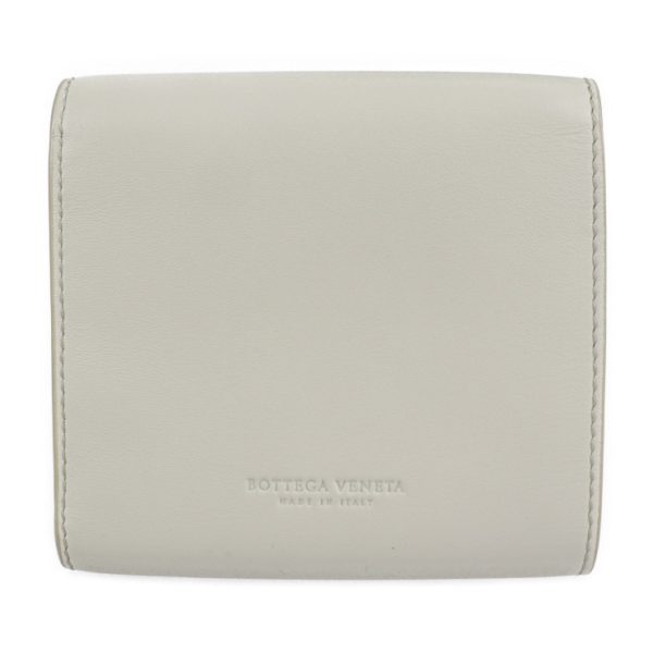 2229083007195 3 Bottega Veneta Compact Tri Fold Wallet Calf Leather Plaster White