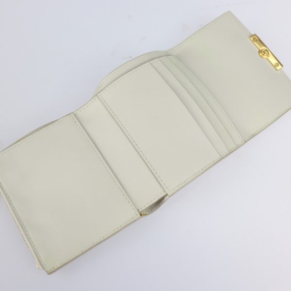 2229083007195 5 Bottega Veneta Compact Tri Fold Wallet Calf Leather Plaster White