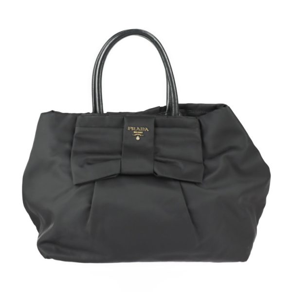 2229093007193 1 Prada Nylon Leather Handbag Black