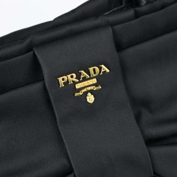 2229093007193 7 Prada Nylon Leather Handbag Black